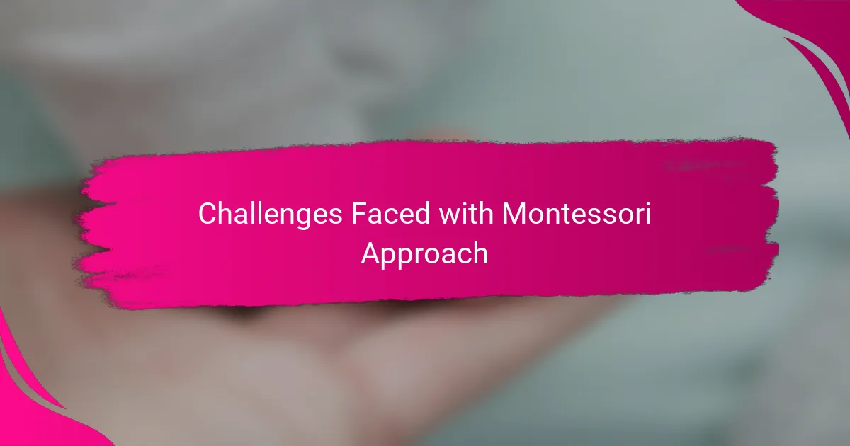 Challenges Faced with Montessori Approach