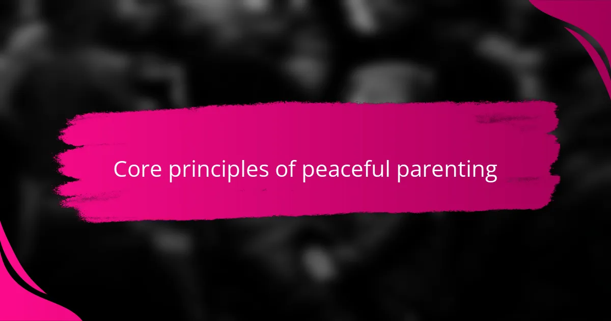 Core principles of peaceful parenting