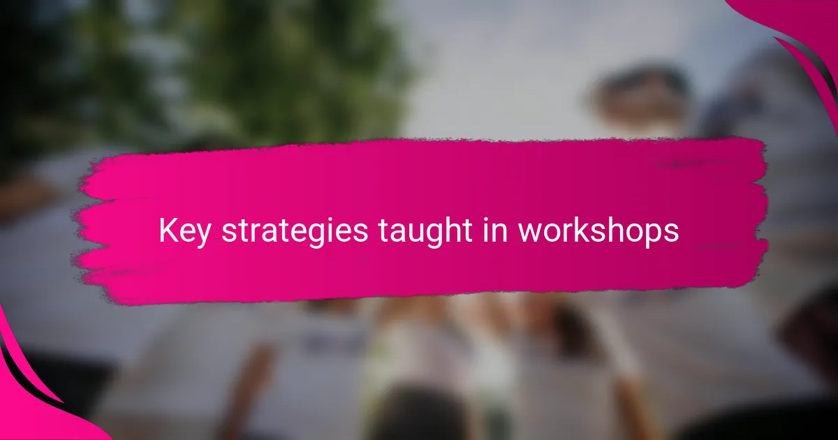 Key strategies taught in workshops