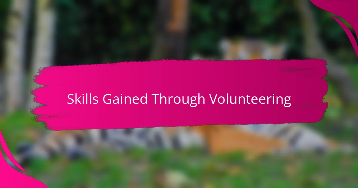 Skills Gained Through Volunteering