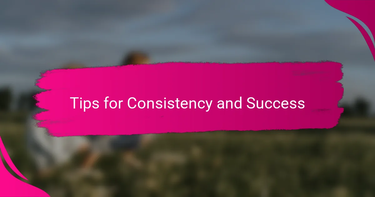 Tips for Consistency and Success
